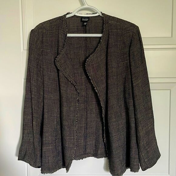 Eileen Fisher Fringed Linen Blend Jacket - Picture 1 of 5